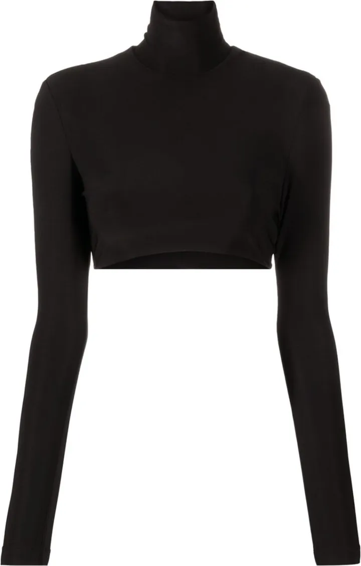 Black Turtleneck Crop Top