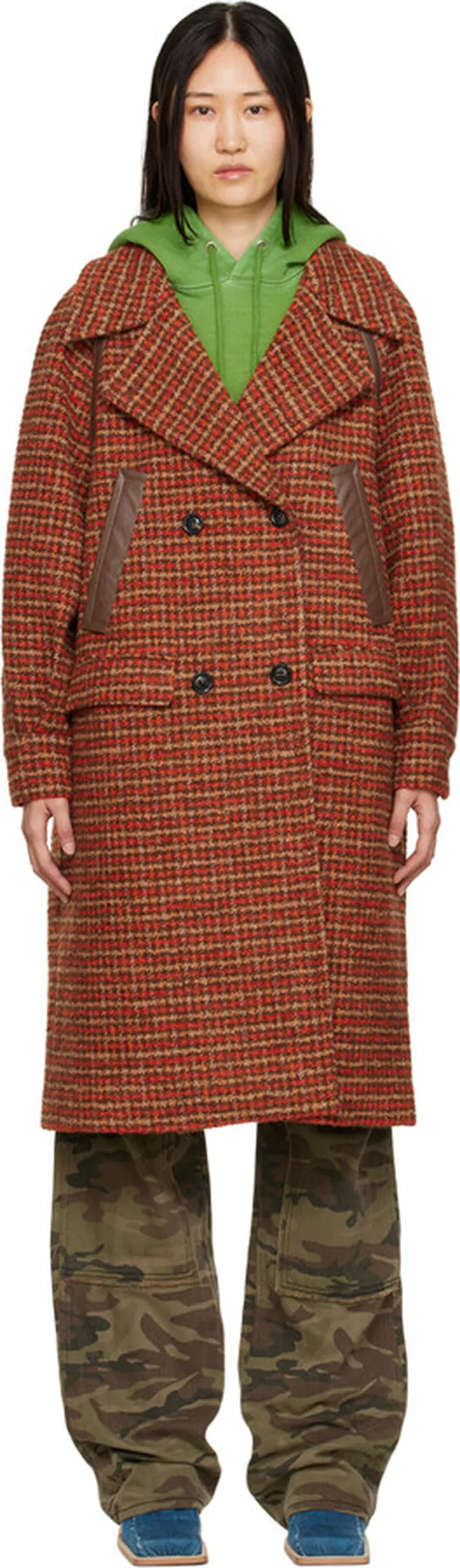 Andersson Bell Orange & Brown New Prato Plaid Coat