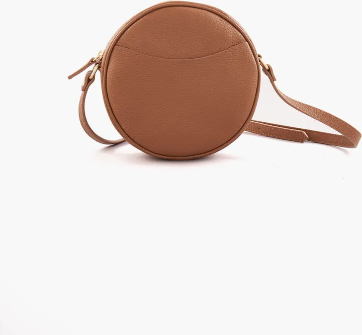 Italian Leather Circle Crossbody Bag