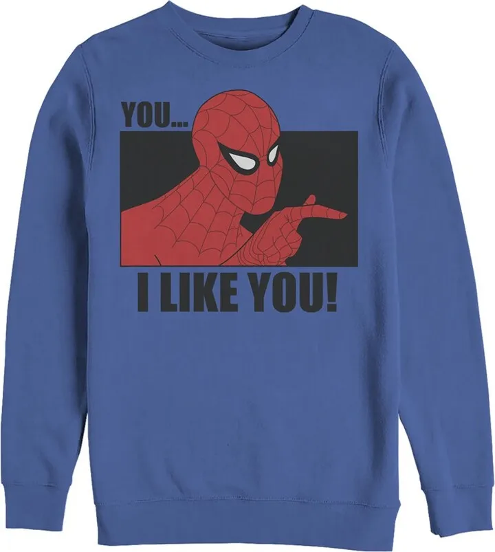 Men's Marvel Spider-Man Likes You Sweatshirt - Royal Blue - Medium