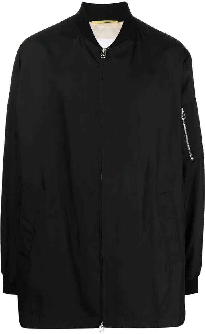 Solid-Collar Bomber Jacket