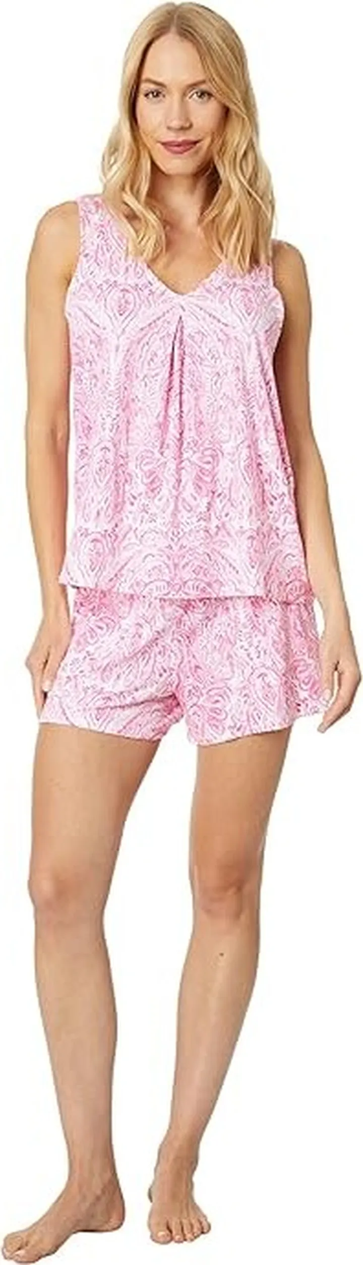 Tommy Bahama Sleeveless Shorts PJ Set (Pink Paisley) Women's Pajama Sets