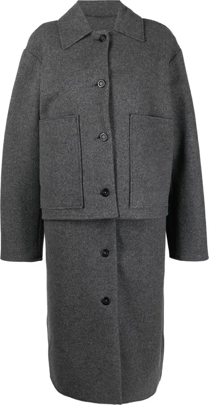 Off-Shoudler wool coat