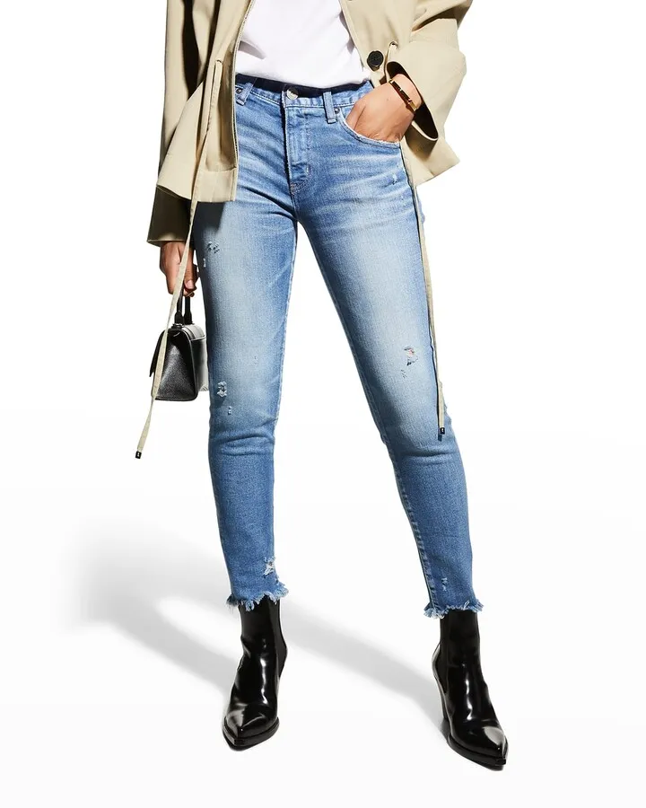 Diana Skinny Jeans with Frayed Hem