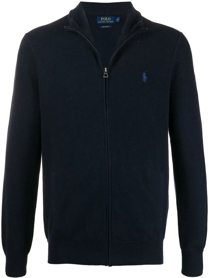 Zip Through Pique Cotton Jumper