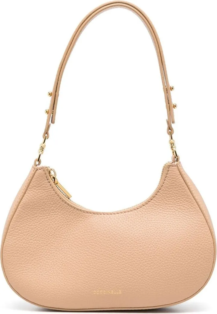 Pebbled Curved-Edge Shoulder Bag