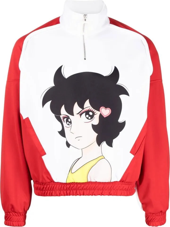 Anime-Print Half-Zip Jumper