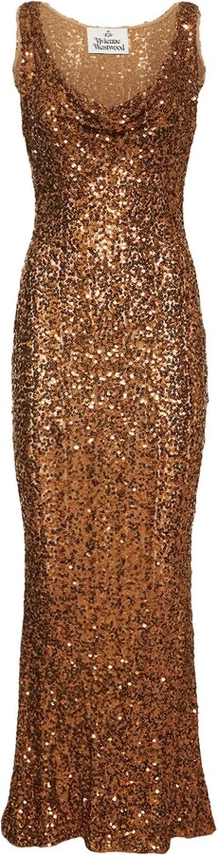 Liz sequined plunge neck long gown