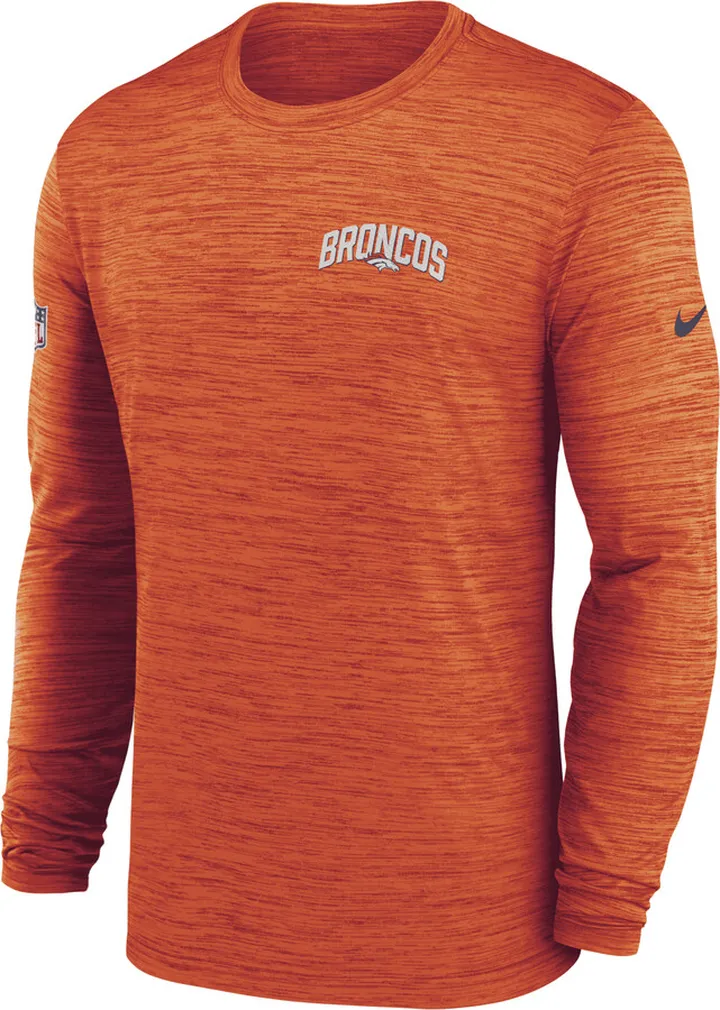 Nike Men's Dri-FIT Velocity Athletic Stack (NFL Denver Broncos) Long-Sleeve T-Shirt in Orange