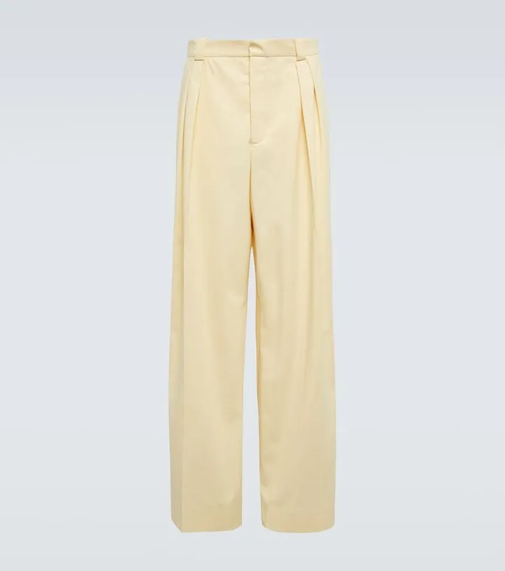 High-rise wide-leg cotton pants