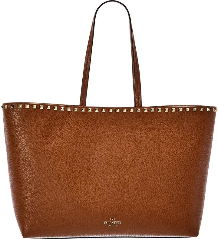Valentino Rockstud Large Grainy Leather Shopper Tote
