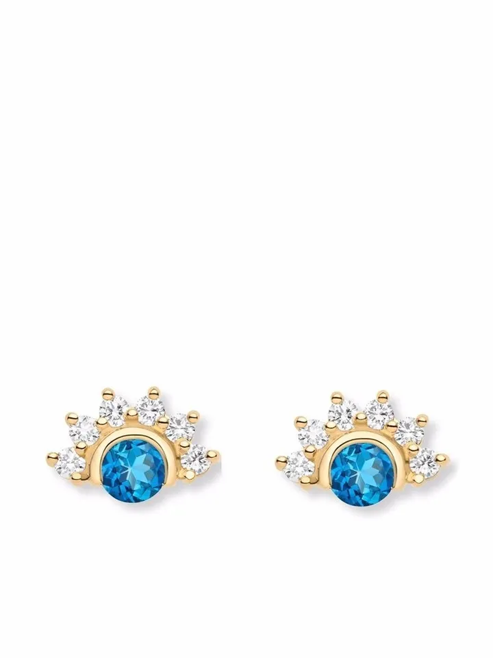 18kt yellow gold Mystic tourmaline and diamond stud earrings
