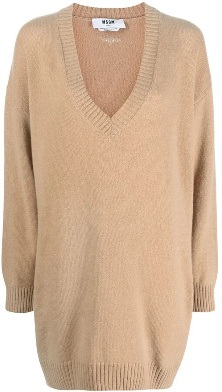 longline V-neck jumper