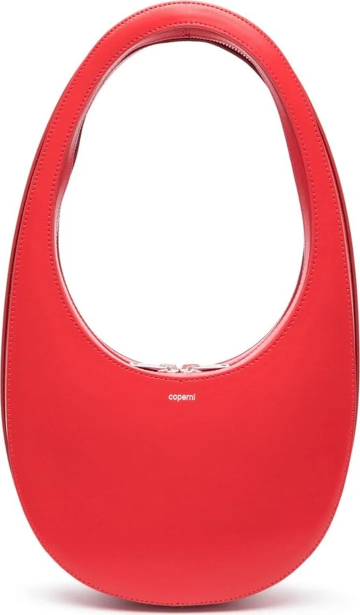 Curved Leather Shoulder Bag