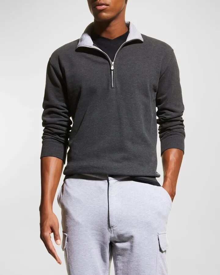 Men's Quarter-Zip Cotton-Stretch Sweater