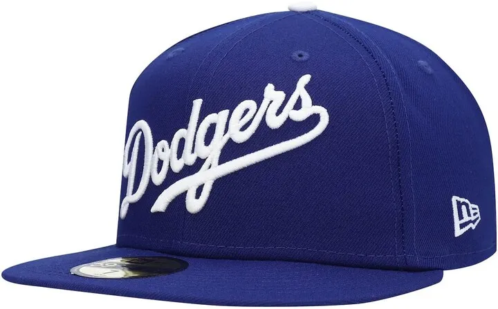 Men's New Era Royal Los Angeles Dodgers Logo White 59FIFTY Fitted Hat