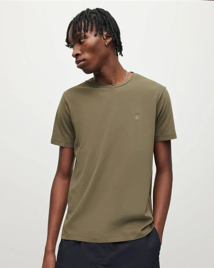 Brace Crew Brushed Cotton T-Shirt - Leaf Green