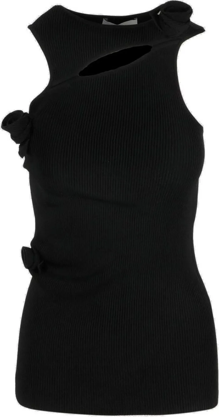 Coperni Asymmetric Flower Knit Mini Dress