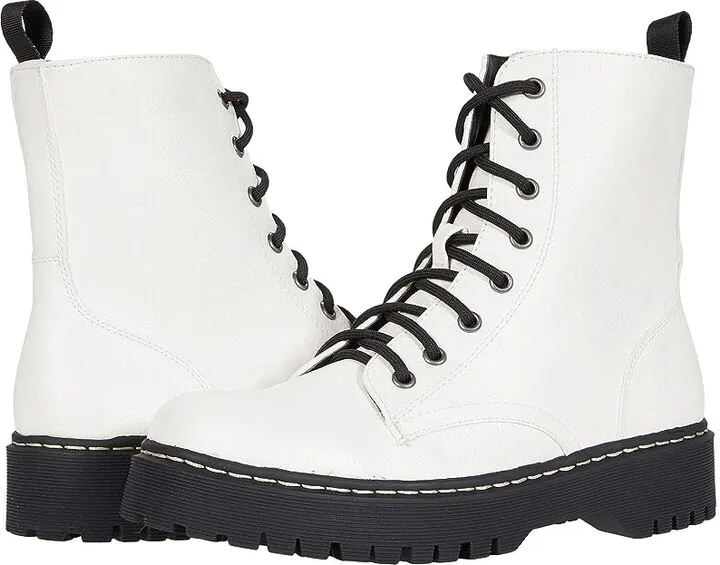 UNIONBAY Hayden (White PU) Women's Dress Lace-up Boots