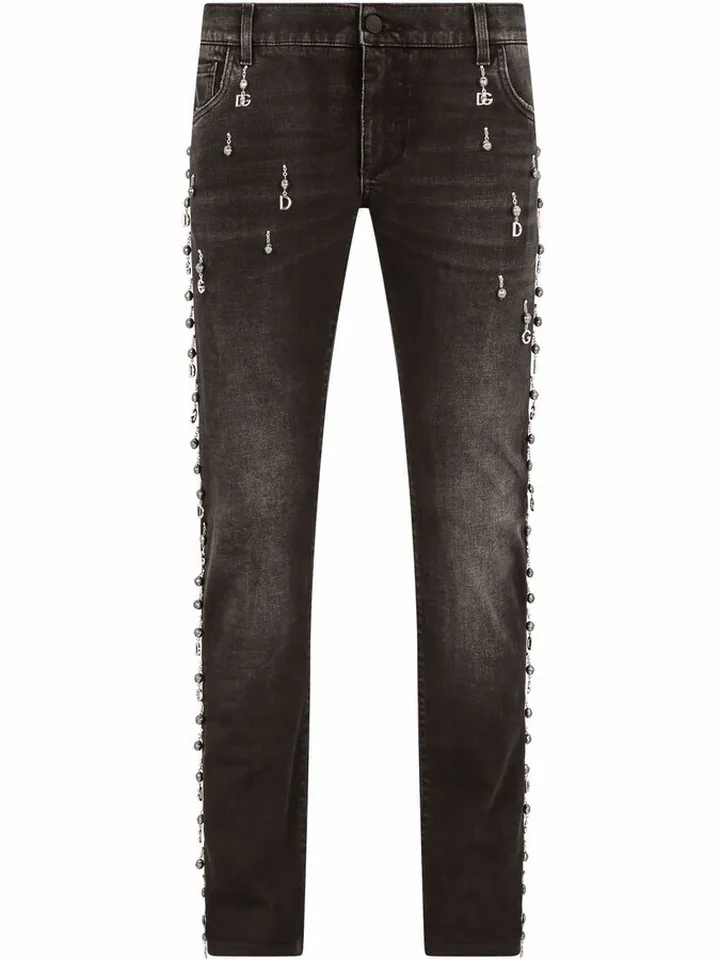 Charm-Embellished Skinny Jeans