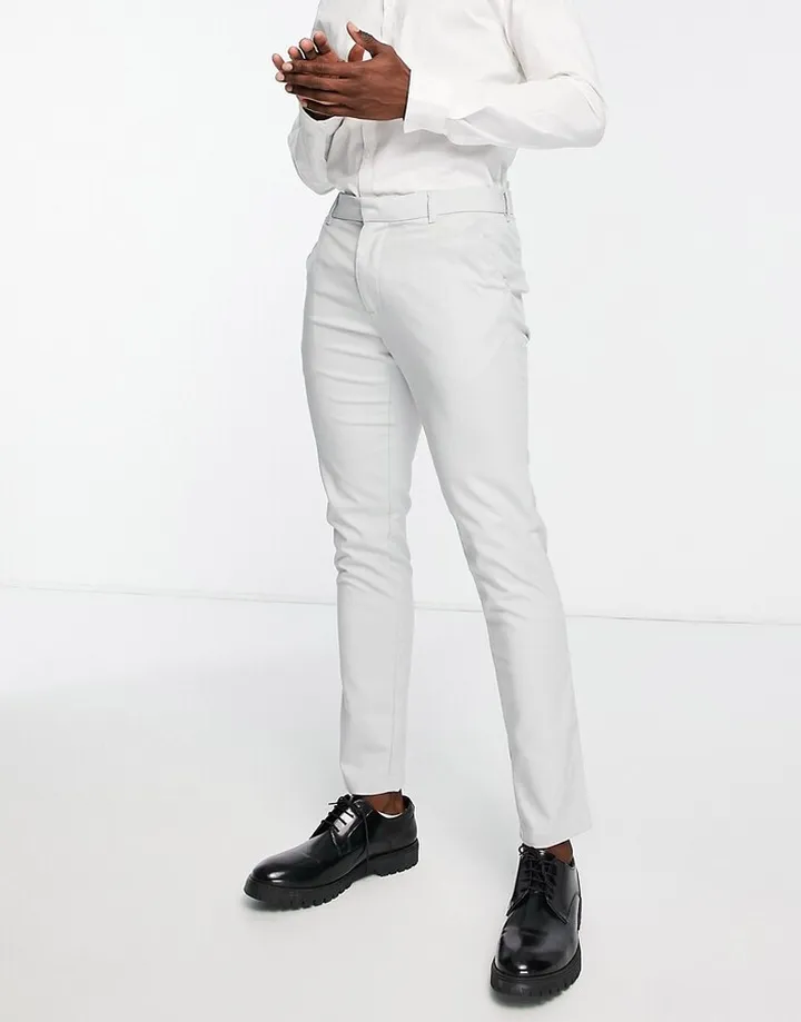 New Look skinny suit pants in light gray