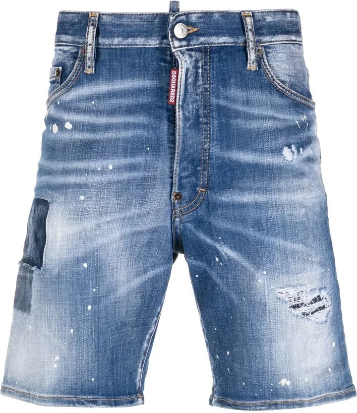 Blue Distressed Denim Shorts