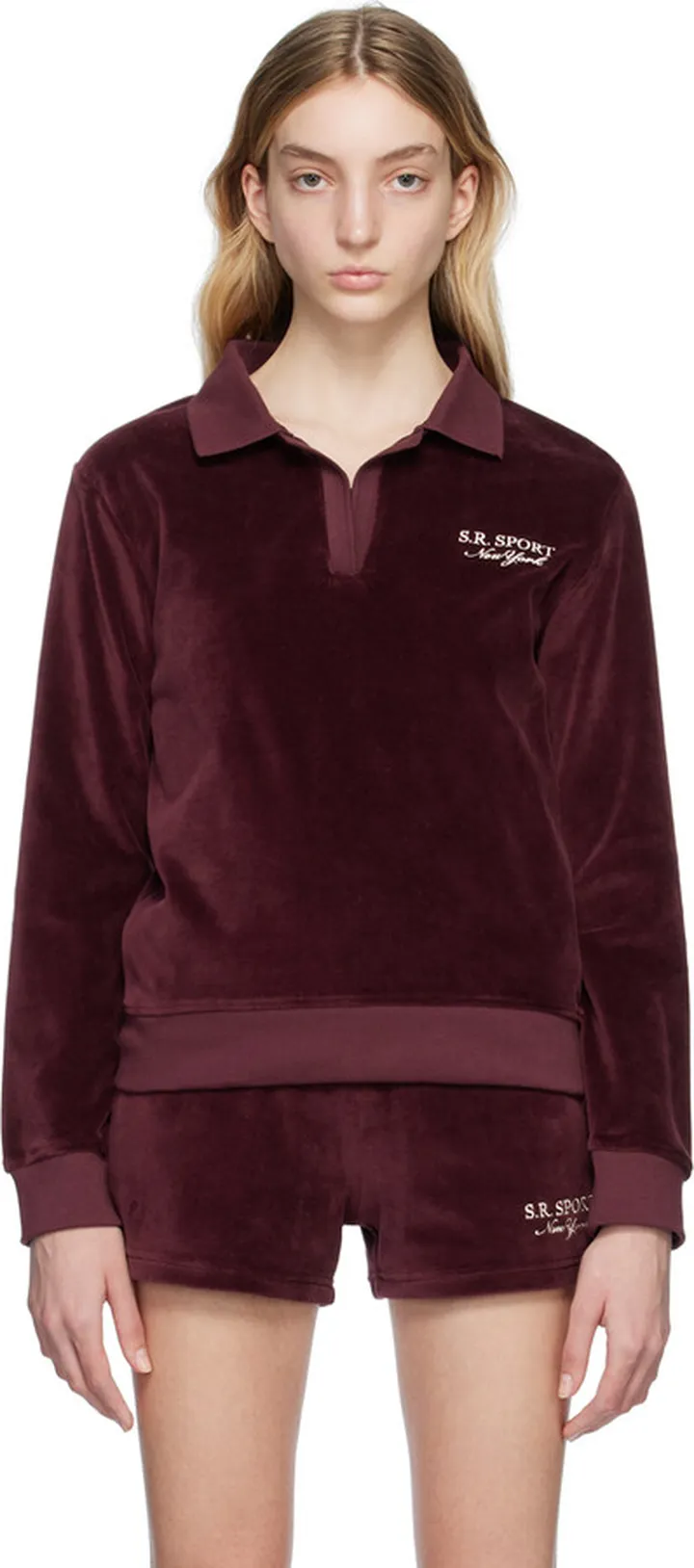 Sporty & Rich Burgundy SR Sport Polo