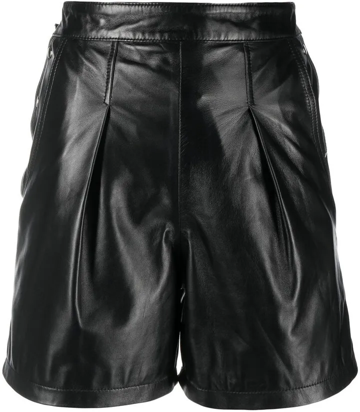 High-Waisted Leather Shorts
