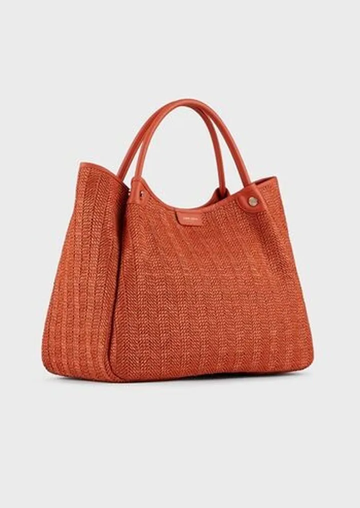 Large tote bag in raffia macramé