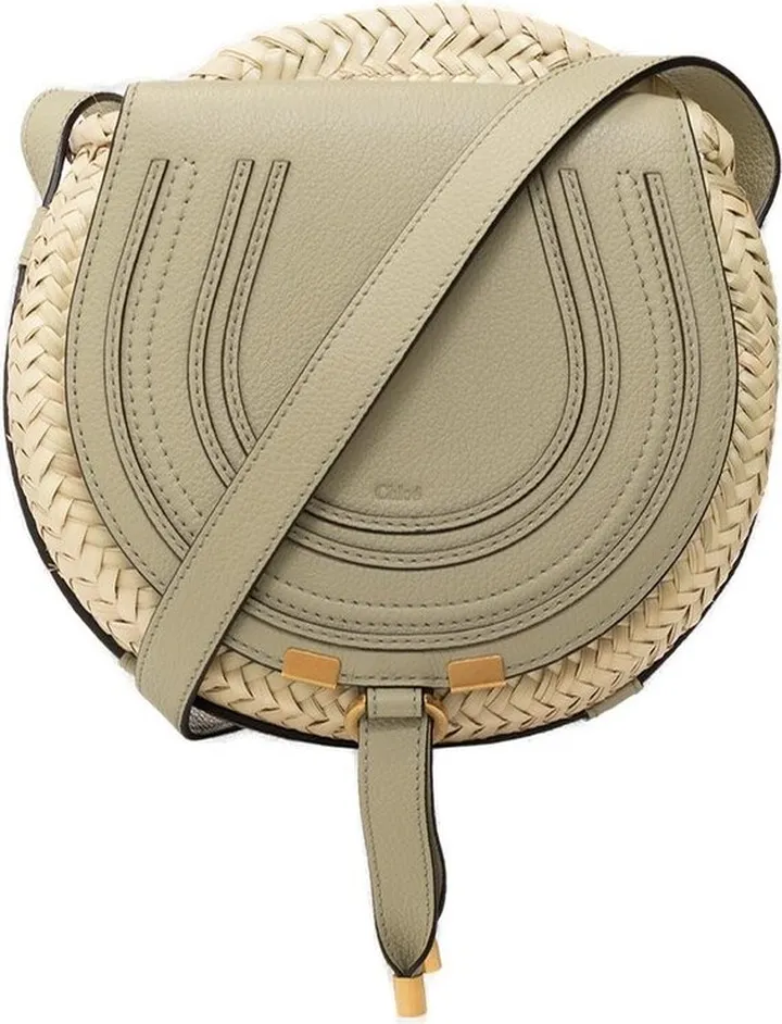 Chloé Marci Raffia Logo Detailed Crossbody Bag