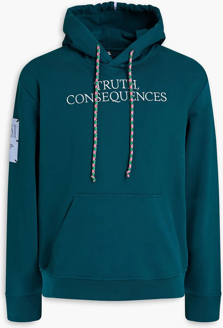 Embroidered French cotton-terry hoodie