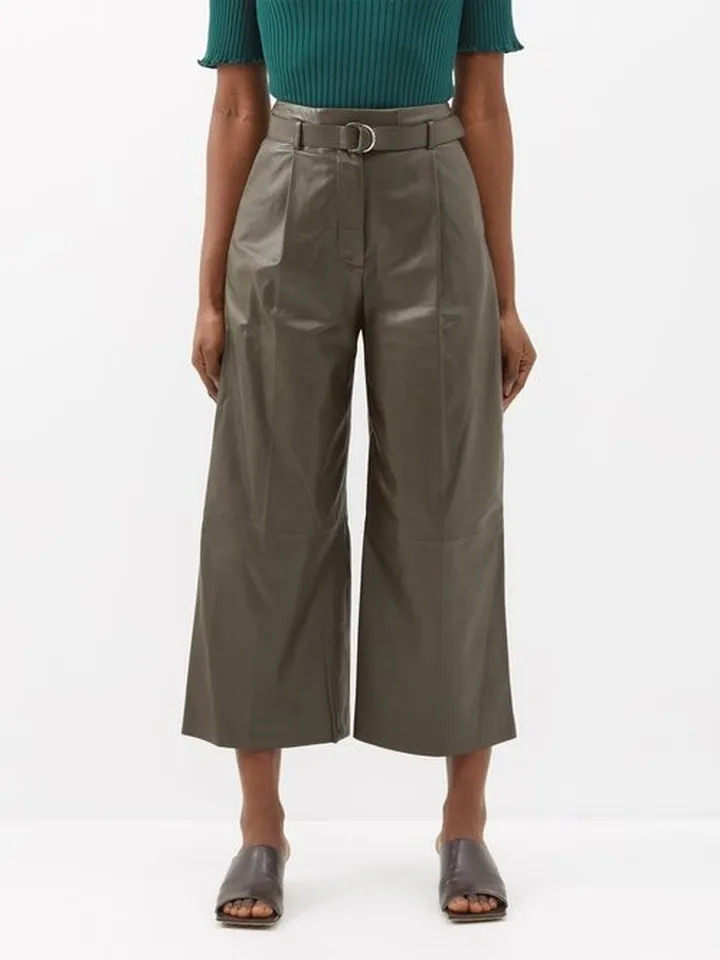 Albany Belted Cropped Wide-leg Trousers