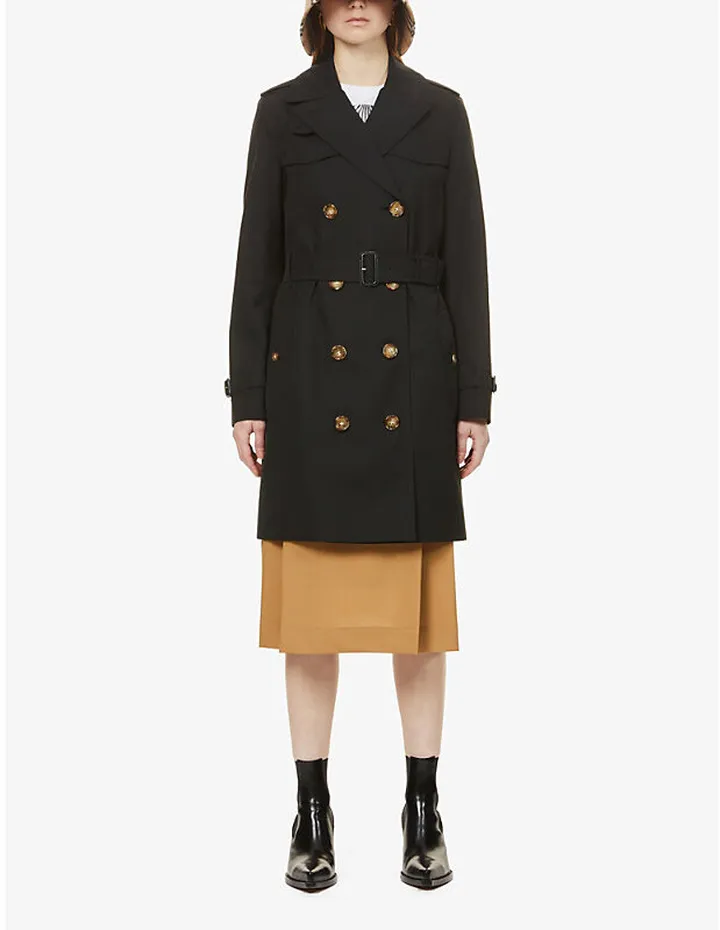 Womens Black Islington Cotton-twill Trench Coat