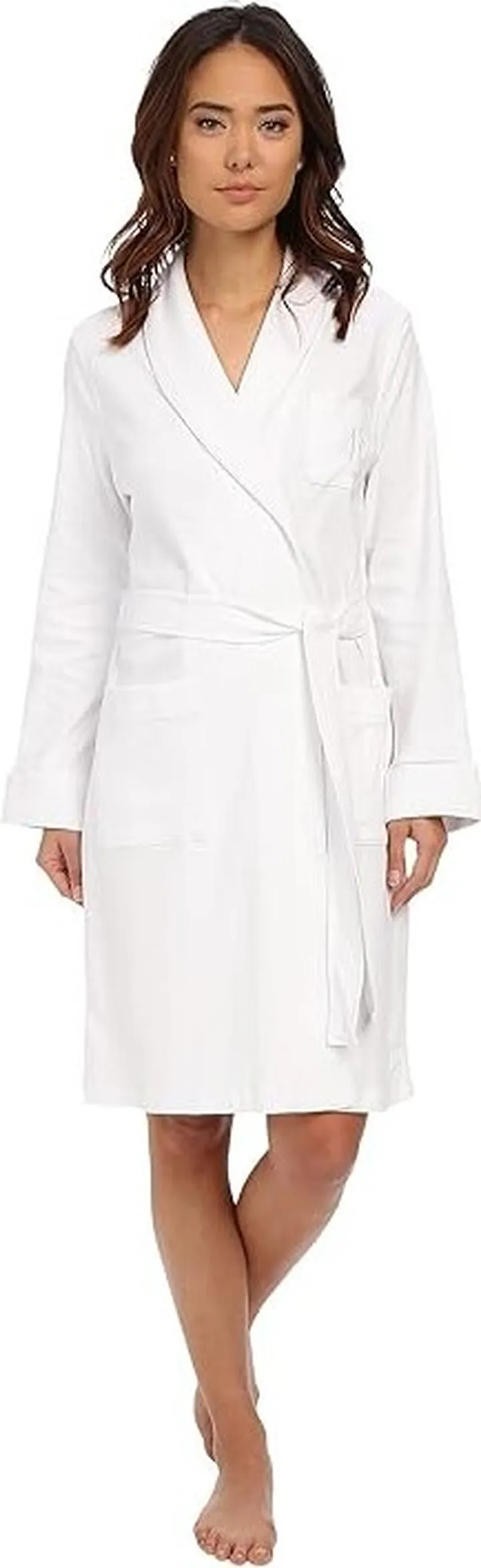 LAUREN Ralph Lauren Essentials Quilted Collar and Cuff Robe (White) Women's Robe