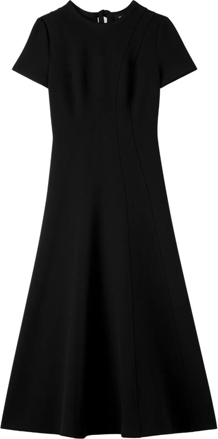 Short-Sleeve Flared Midi Dress