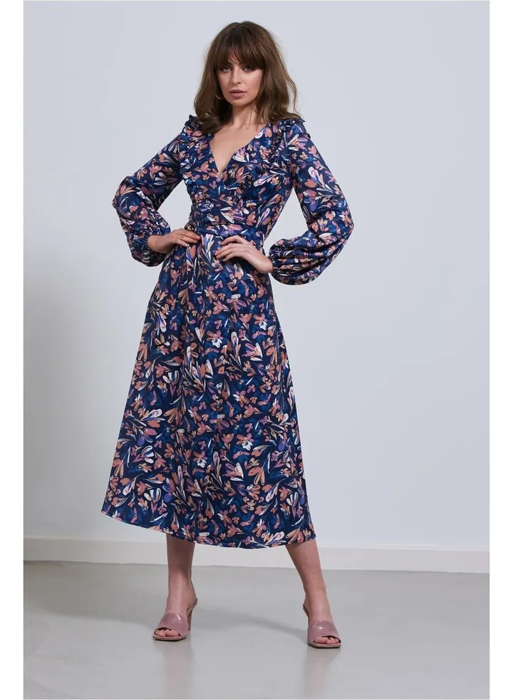 Little Mistress V Neck Floral Midaxi Dress