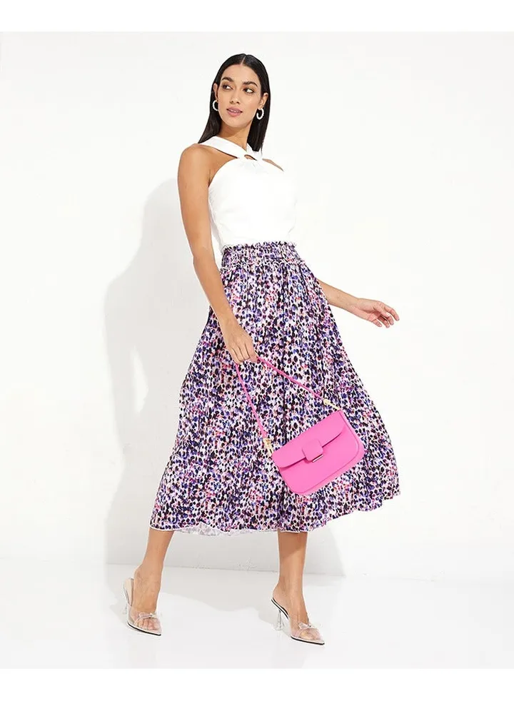 Little Mistress Multi Spot Print Midi Skirt