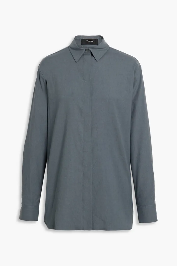 Oversized linen-blend shirt