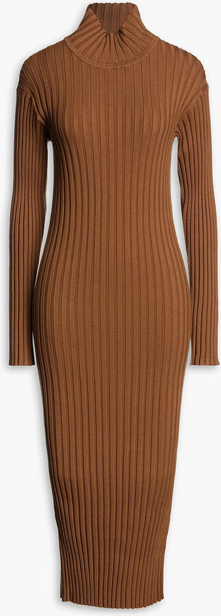 Ribbed wool-blend turtleneck midi dress