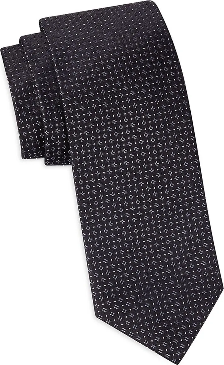 Geometric Print Silk Tie
