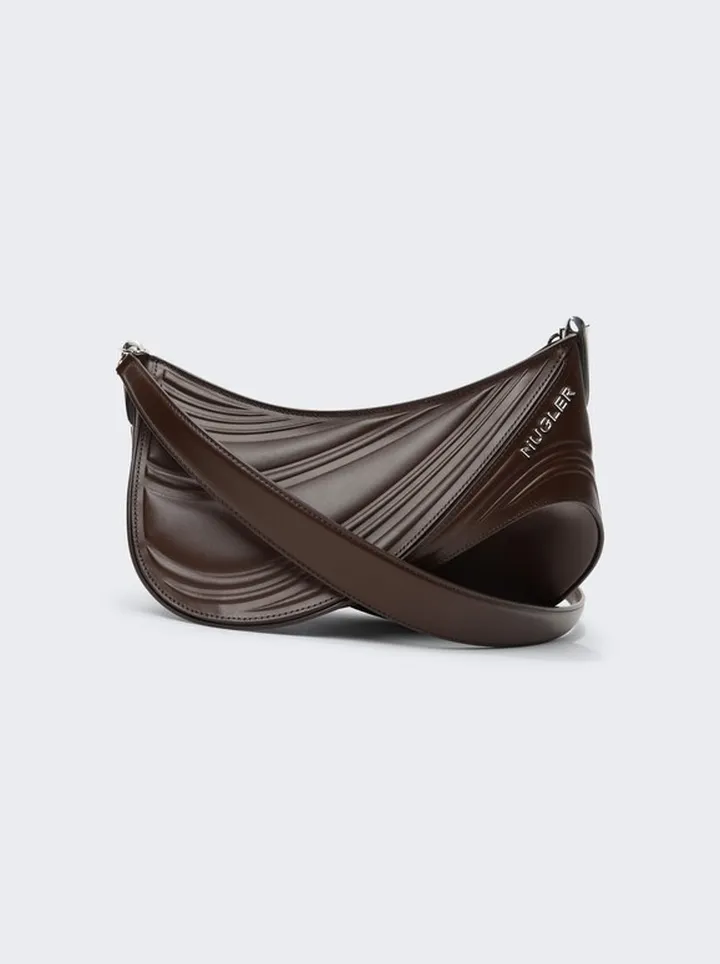 Medium Embossed Spiral Curve 01 Shoulder Bag Dark Brown