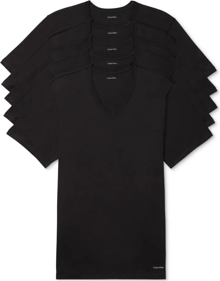 Calvin Klein Men's 5-Pk. Cotton Classics Slim V-Neck Undershirts