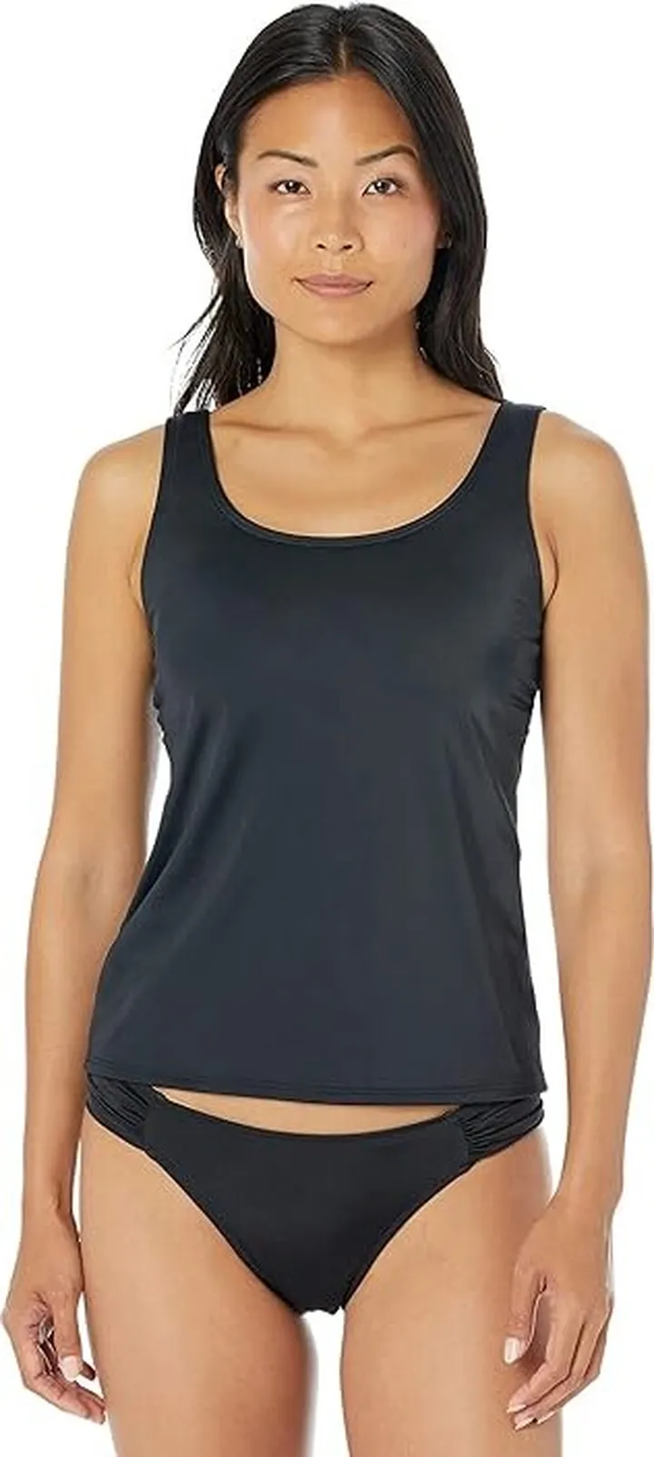 L.L.Bean BeanSport Scoop Neck Tankini Top (Black) Women's Swimwear