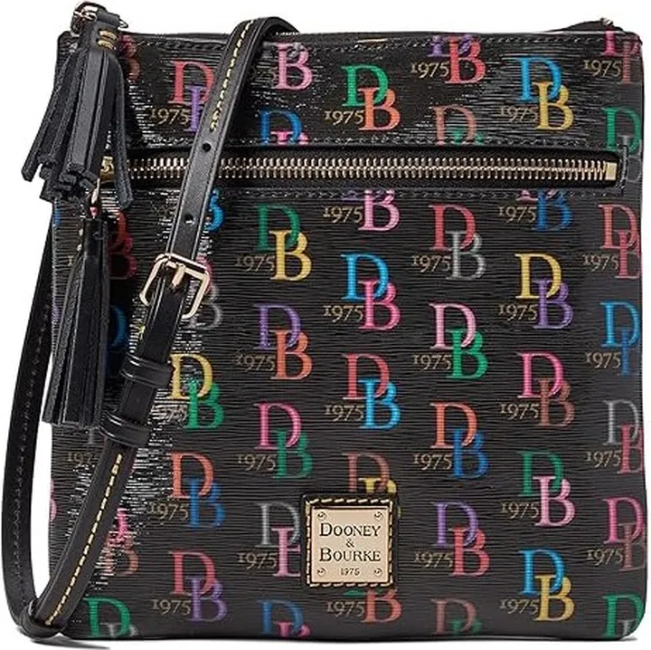 Dooney & Bourke DB75 Multi Double Zip Tassel Crossbody (Black) Handbags