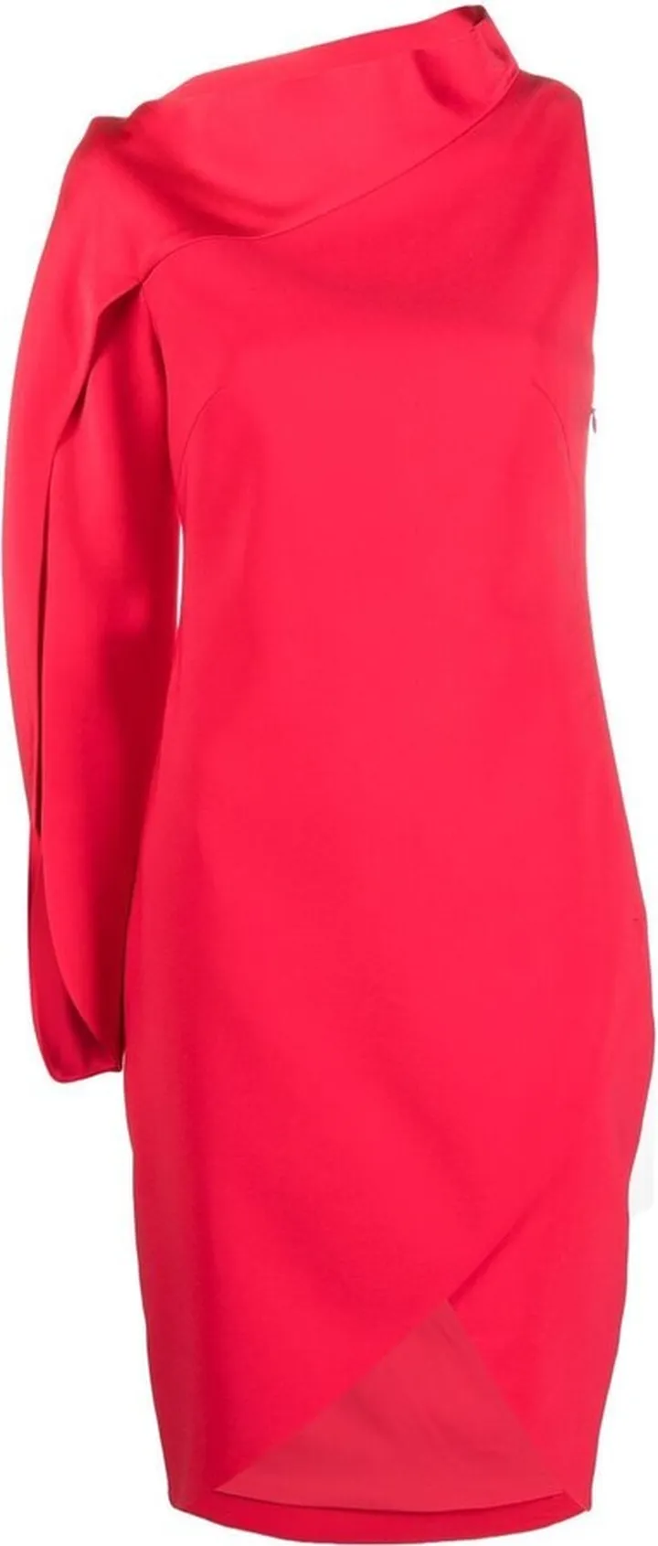 Asymmetric Sleeve Fitted Dress