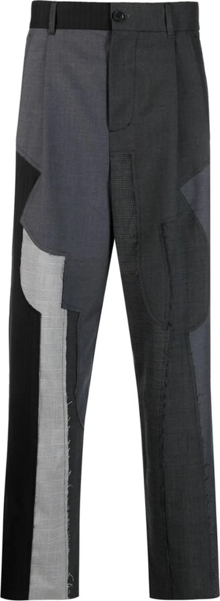 Patchwork-Design Straight-Leg Trousers