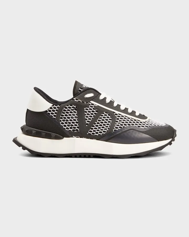 Men's V-Logo Nylon & Mesh Low-Top Sneakers