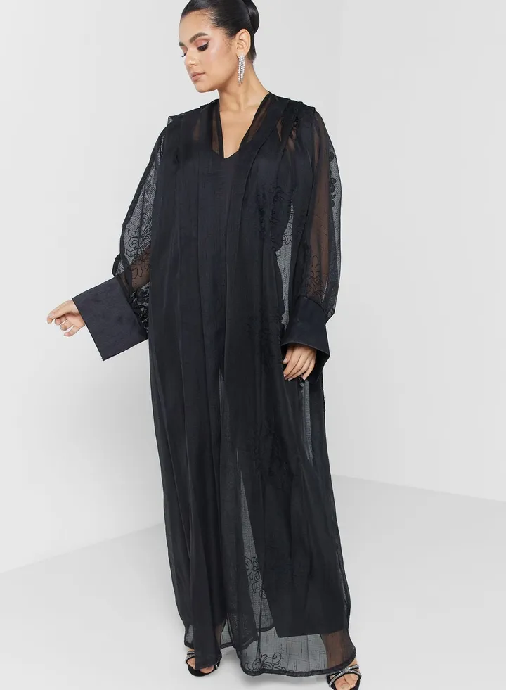 Mesh Printed Abaya