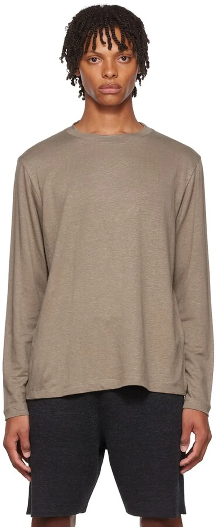 Theory Brown Ryder Long Sleeve T-Shirt