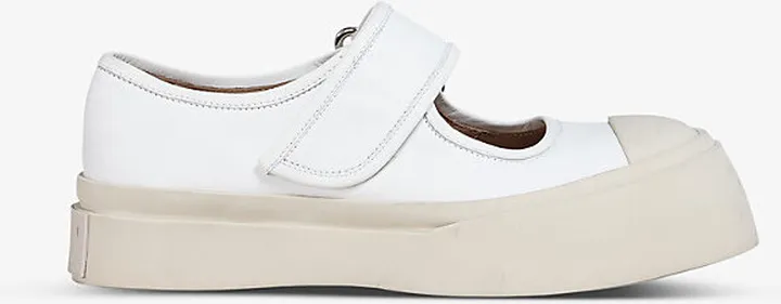 Womens Lily White Chunky-sole Leather Mary-Jane Trainers